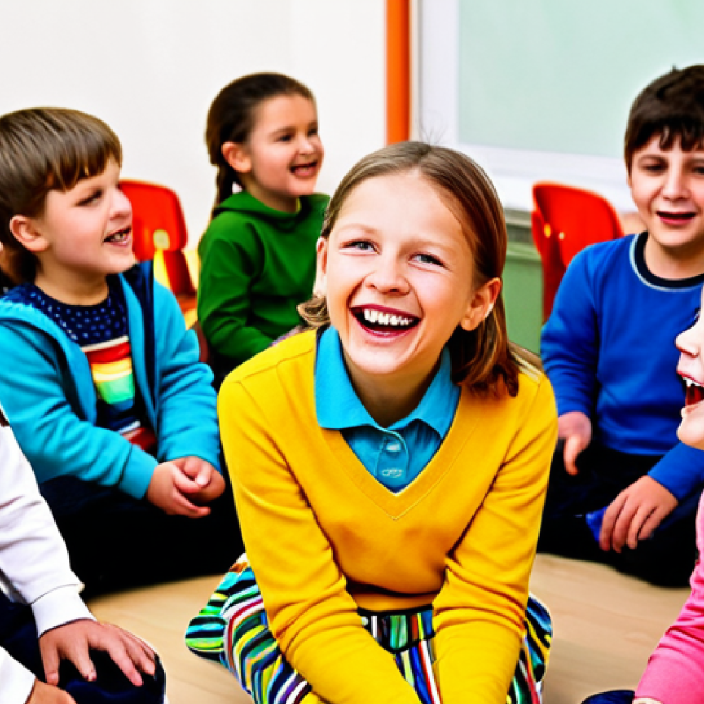 **
A group of children and a teacher are sitting in a circle, singing enthusiastically. The children are all fully clothed in colorful, age-appropriate clothing. The setting is a bright and welcoming Kindergarten classroom in Germany, with typical German decorations. The image should convey a sense of joy, community, and togetherness. Focus on facial expressions showing happiness and engagement. Safe for work, appropriate content, fully clothed, family-friendly, professional photography, perfect anatomy, natural proportions.
**