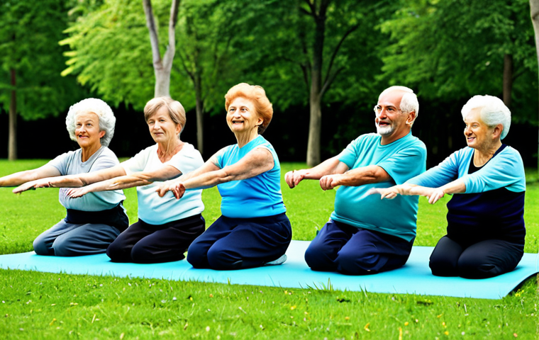 **
"A group of fully clothed senior citizens participating in a gentle gymnastics class in a sunny park, appropriate attire, safe for work, perfect anatomy, natural proportions, family-friendly, instructor demonstrating exercises, green grass, trees in background, professional photography, high quality."
**