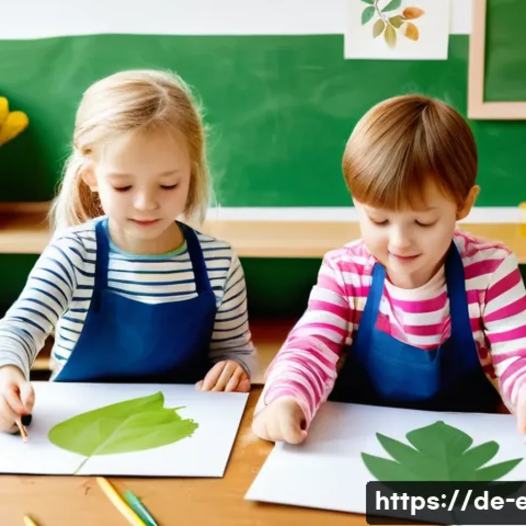 유아 미술 교육 - A bright and cozy preschool classroom in Germany, filled with natural light and a dedicated creative...